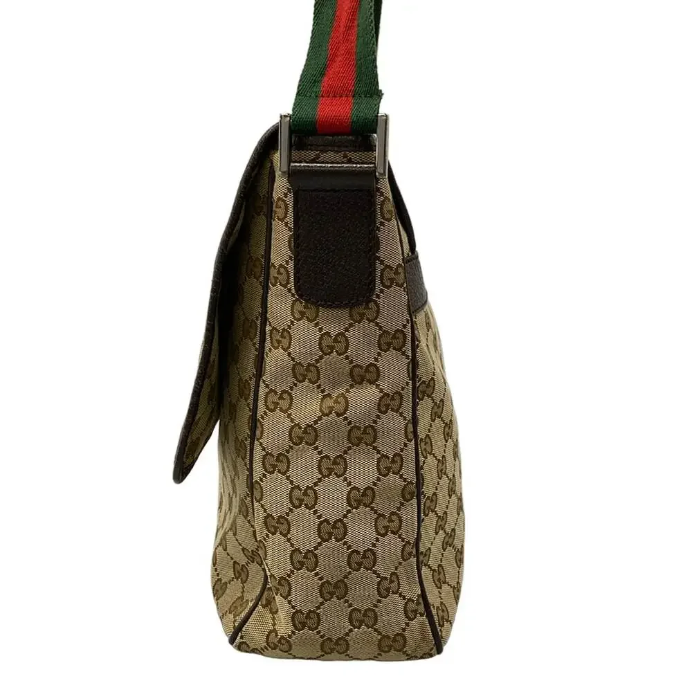 Gucci GG/Shelly Shoulder Bag 233052 Beige Dark Brown Jacquard Leather - Picture 4 of 15